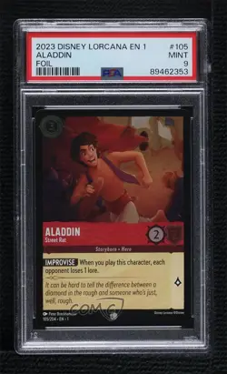2023 Disney Lorcana The First Chapter 1 Foil Aladdin - Street Rat PSA 9 MINT - Image 1