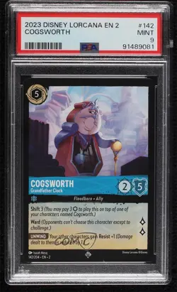 2023 Lorcana - Rise of the Floodborn 2 Cogsworth Grandfather Clock #142 PSA 9 - Image 1