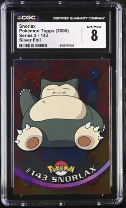 2000 SNORLAX 143 Topps Promo Animation Series 3 Pokemon TV card Holo Foil Cgc 8 - Image 1