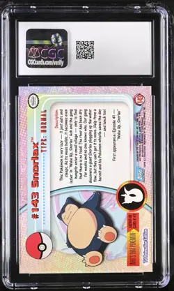 2000 SNORLAX 143 Topps Promo Animation Series 3 Pokemon TV card Holo Foil Cgc 8 - Image 2