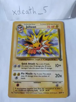 Jolteon 20/64 Fossil Unlimited Rare Non-Holo Pokemon Card Vintage WOTC MP - Image 1