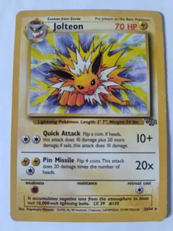 Jolteon 20/64 Fossil Unlimited Rare Non-Holo Pokemon Card Vintage WOTC MP - Image 2