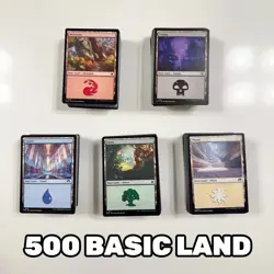 500 Magic MTG Unplayed Basic Land Lot (100 of each color) - Image 1