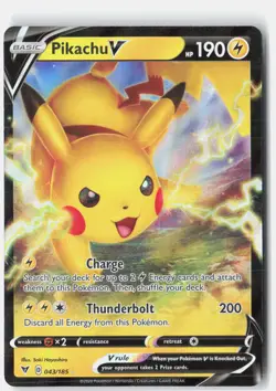 Pikachu V 043/185 Holo V Rare Vivid Voltage Pokemon Near Mint - Image 1