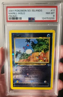 PSA 8 Marill 11/18 Reverse Holo Promo 2001 Southern Islands Vintage Pokemon - Image 1