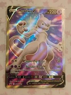 Pokemon Go TCG 2022 Black Star Promo Full Art Holo Mewtwo v SWSH229 - Image 1