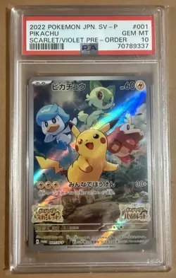 ⚡2022 POKEMON JAPANESE SV PROMO SCARLET & VIOLET PRE-ORDER #001 PIKACHU PSA 10 - Image 1
