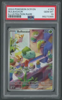 2024 Pokemon TCG Stellar Crown Bulbasaur #143 Illustration Rare PSA 10 Gem - Image 1