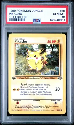 1999 POKEMON JUNGLE 1ST ED #60 PIKACHU PSA 10 - Image 1