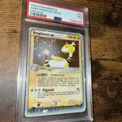 2003 POKEMON EX DRAGON AMPHAROS EX-HOLO #89/97 - PSA 7 NM! NICE SWIRL! - Image 2