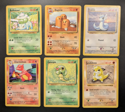 Lot of 6 Base Set (1999) Pokemon - 50% MV - Bulbasaur, Dugtrio, Dratini, etc - Image 1
