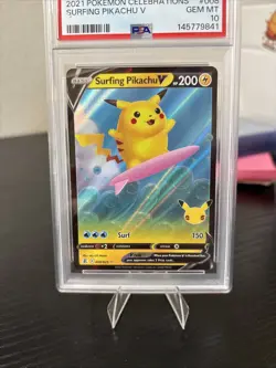 2021 Pokemon Surfing Pikachu V Celebrations 008/025 PSA 10 GEM MINT - Image 2