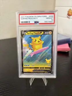 2021 Pokemon Surfing Pikachu V Celebrations 008/025 PSA 10 GEM MINT - Image 3
