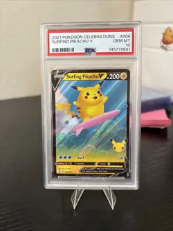 2021 Pokemon Surfing Pikachu V Celebrations 008/025 PSA 10 GEM MINT - Image 4