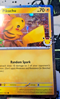 Pikachu 051/162 Cosmos Holo Pokemon Day 2026 w/2 Swirls - Image 2