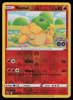 Numel Reverse Holofoil Common Pokemon GO 013/078 NM - Image 1