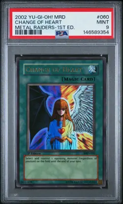 2002 YU-GI-OH! MRD-METAL RAIDERS 1ST EDITION #060 CHANGE OF HEART PSA 9 - Image 1