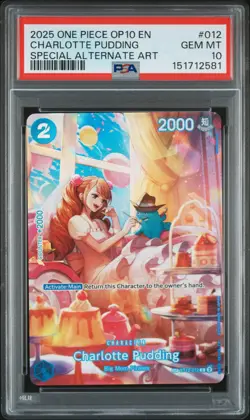 2025 ONE PIECE OP10-ROYAL BLOOD SPECIAL ALTERNATE ART CHARLOTTE PUDDING PSA 10 - Image 1