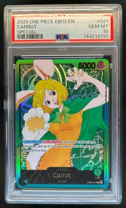 2025 One Piece EB02 Carrot Special Alternate Art Gold Leader #OP08-021 PSA 10 - Image 1