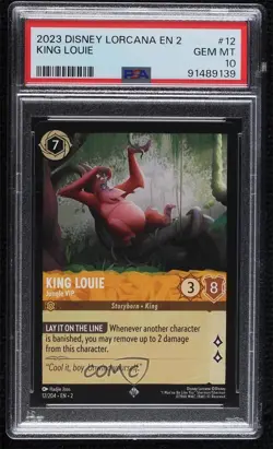 2023 Lorcana - Rise of the Floodborn 2 King Louie Jungle VIP #12 PSA 10 GEM MT - Image 1