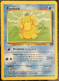 Psyduck 65/82 Team Rocket Regular Common MP Vintage Pokemon Card 2000 - Image 1