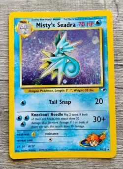 Misty’s Seadra 9/132 Gym Heroes Pokemon Holo 2 Card Lot Rare & Prerelease Stamp - Image 4