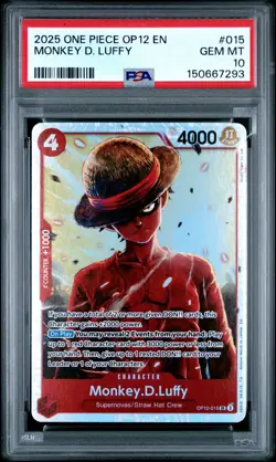 2025 ONE PIECE OP12-LEGACY OF THE MASTER #015 MONKEY D. LUFFY PSA 10 - Image 1