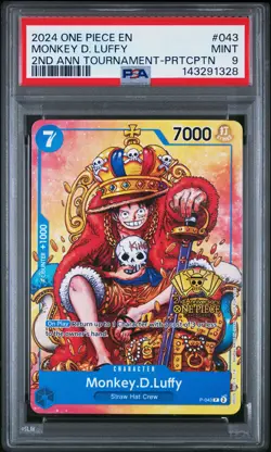 2024 ONE PIECE PROMOS 2ND ANV TOURNAMENT-PARTICIPATION MONKEY D. LUFFY PSA 9 - Image 1