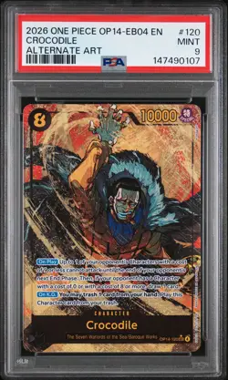 2026 ONE PIECE OP14-EB04-THE AZURE SEA'S SEVEN ALTERNATE ART CROCODILE PSA 9 - Image 1