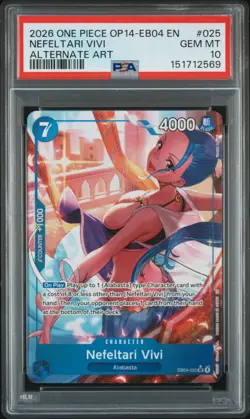 2026 ONE PIECE OP14-EB04-THE AZURE SEA'S SEVEN ALT ART NEFELTARI VIVI PSA 10 - Image 1