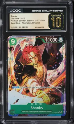 2025 One Piece Premium Booster Best Vol. 2 SR Alt Art Shanks #ST16-004 CGC 10 - Image 1