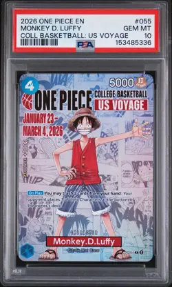 2026 ONE PIECE PROMOS COLLEGE BASKETBALL: US VOYAGE MONKEY D. LUFFY PSA 10 - Image 1