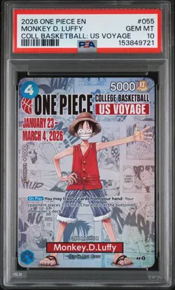 2026 ONE PIECE PROMOS COLLEGE BASKETBALL: US VOYAGE MONKEY D. LUFFY PSA 10 - Image 1
