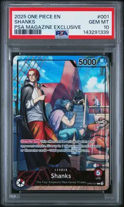 2025 ONE PIECE PROMOS PSA MAGAZINE EXCLUSIVE #001 SHANKS PSA 10 - Image 1