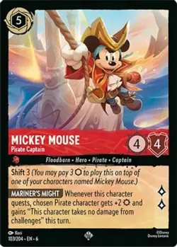 FOIL Mickey Mouse - Pirate Captain 103/204 Super Rare Azurite Sea Lorcana Eng - Image 1