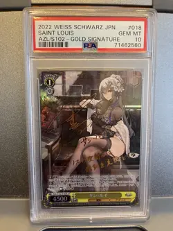 Weiss Schwarz Saint Louis Azur Lane SP Gold Signature Foil Japanese PSA 10 - Image 1