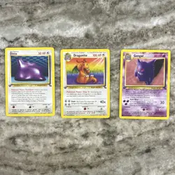 Pokemon TCG Fossil Unlimited WOTC Ditto Dragonite Gengar 3-Card Lot - Image 1