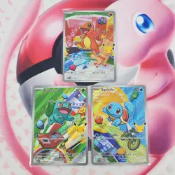 Charmander 038 + Squirtle 039 + Bulbasaur 037 - First Partner Pokemon Cards L376 - Image 1