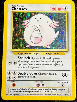 Chansey 3/102 - Holo Rare - 1999 WotC English Base Set Pokemon Card - Image 1