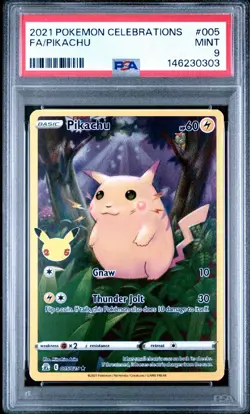 PSA 9 MINT PIKACHU Celebrations #005 FULL ART Pokemon Card 5/25 TCG - Image 1