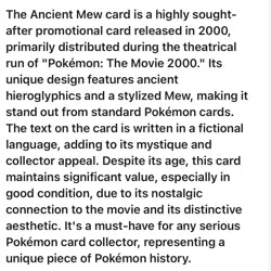 Pokemon Ancient Mew Promo Holo Card Pokemon: The Movie 2000 Nintendo TCG Vintage - Image 3