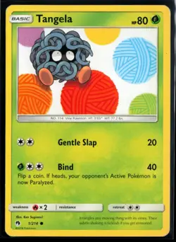 2018 Sun & Moon - Lost Thunder Tangela #1 Non Holo Pokemon Card - Image 1