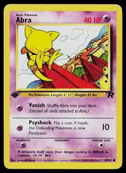 Pokemon Card Team Rocket Abra 49/82 1st Edition Common - Image 1