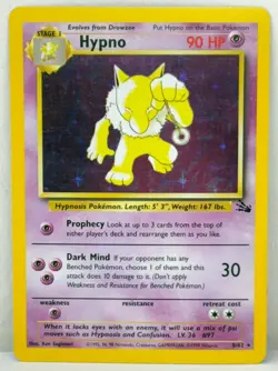 Vintage 1999 Pokemon TCG Hypno 8/62 Fossil Set Unlimited Edition Holo Rare Card - Image 1