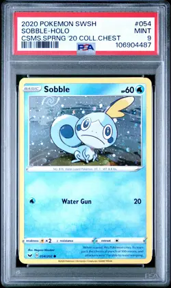 2020 POKEMON SWORD & SHIELD COSMOS SPRING 2020 COLLECTOR CHEST SOBBLE-HOLO PSA 9 - Image 1