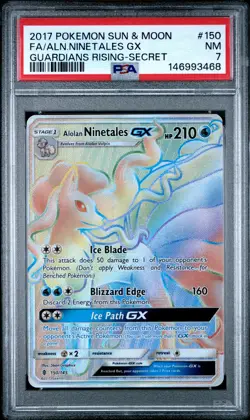 2017 POKEMON SUN & MOON GUARDIANS RISING #150 FULL ART/ALOLAN NINETALES GX PSA 7 - Image 1