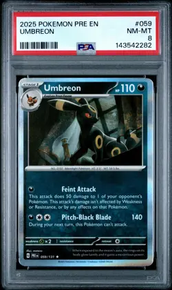 2025 POKEMON PRE EN-PRISMATIC EVOLUTIONS #059 UMBREON PSA 8 - Image 1