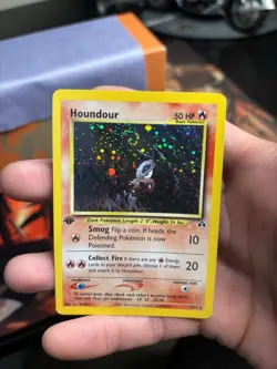 *Holo Swirl* Houndour 5/75 Neo Discovery 1st Edition NM+ Pokemon WOTC 2001 - Image 4