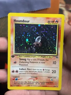 *Holo Swirl* Houndour 5/75 Neo Discovery 1st Edition NM+ Pokemon WOTC 2001 - Image 5