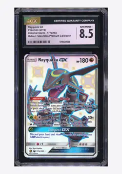 Pokemon CGC 8.5 Rayquaza GX Shiny Holo 2019 177a/168 Hidden Fates UPC English - Image 1